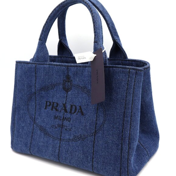 Brand new Prada Canapa Avio Denim Tote - Picture 4 of 10